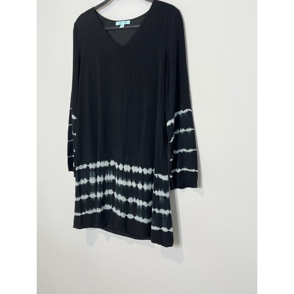 She + Sky Black White Tie Dye Bell Sleeve A-Line Dress Sz Small - Picture 12 of 12